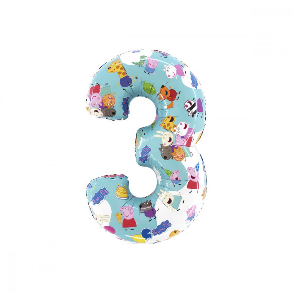 Ballongsiffra - Greta Gris - Tre - 66 cm - Sifferballonger, Ballonger