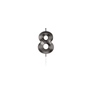 T�rtljus - Metallic Svart - Siffra 8 - 6 cm
