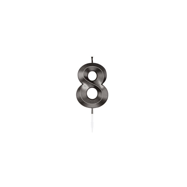 Tårtljus - Metallic Svart - Siffra 8 - 6 cm Tårtljus - Metallic Svart - Siffra 8 - 6 cm
