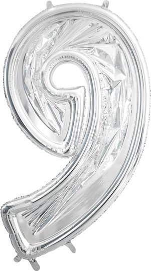 Sifferram till ballong - Silver - 126 cm - Siffra: 9 - Ballong ramar, Ballonger
