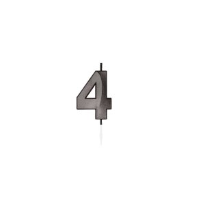 T�rtljus - Metallic Svart - Siffra 4 - 6 cm