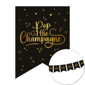 Vimpelgirlang - Pop the Champagne - Svart - 6 m