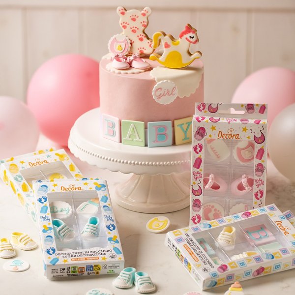 Sockerdekorationer - Baby - Rosa - 6 st Sockerdekorationer - Baby - Rosa - 6 st