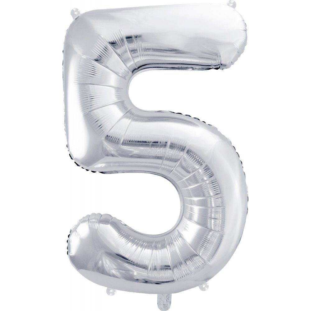 Sifferballong – Silver – 86 cm – Siffra: 5 – Sifferballonger, Ballonger