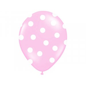 Ballonger - Ljusrosa med vita prickar - 6-pack