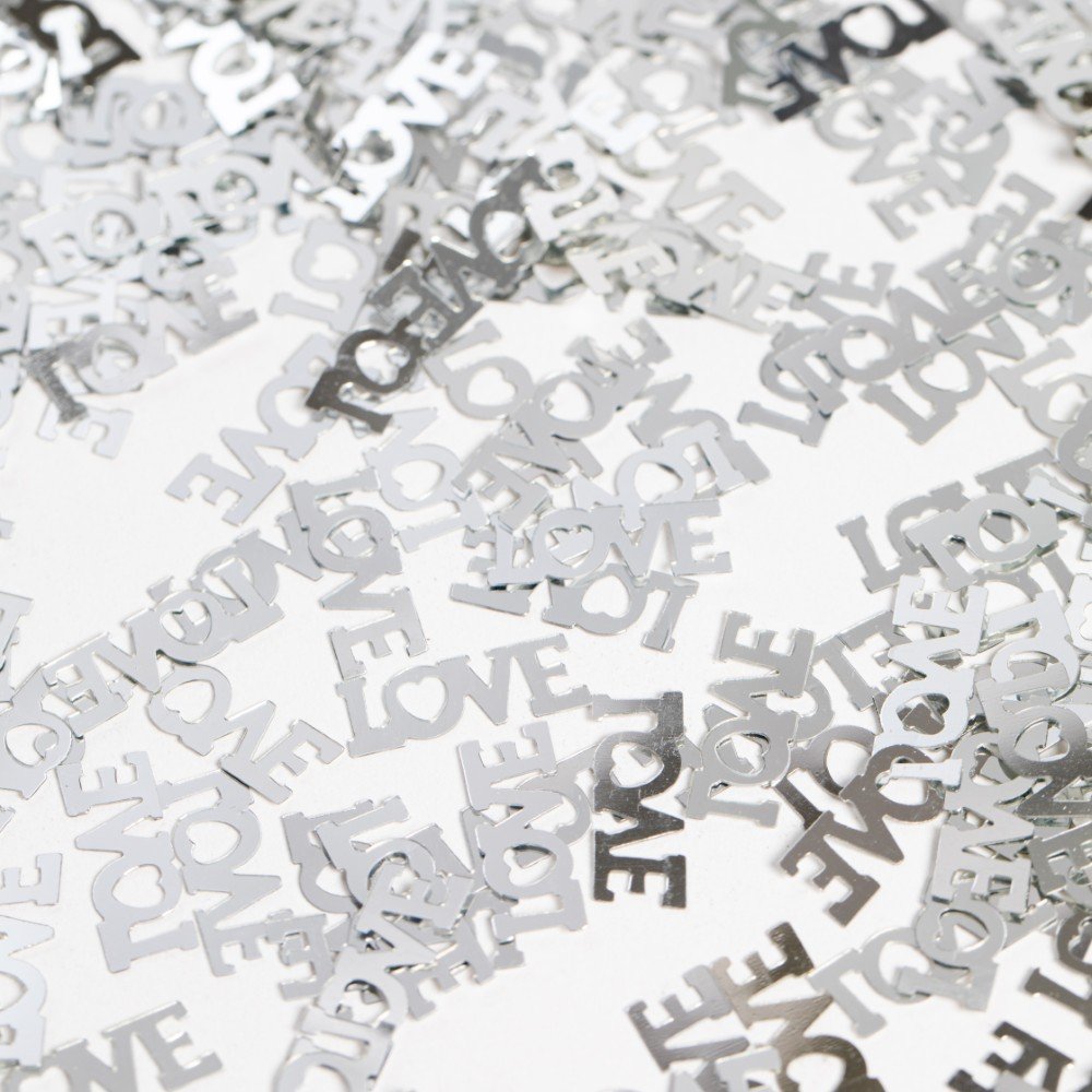 Bordskonfetti – Love – Silver – 14 gram – Konfetti, Smådekorationer