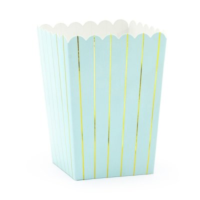 Popcornboxar - Stripes - Ljusbl/Guld - 6-pack