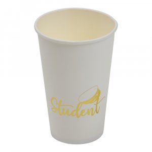 Stora pappmuggar - Student - Vit/Guld - 8-pack