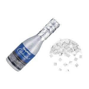 Konfettikanon - Champagneflaska 20,5 cm - Silver Konfettikanon - Champagneflaska 20,5 cm - Silver