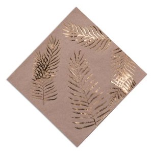 Servetter - Palmblad - Brun och Guld - 16-pack