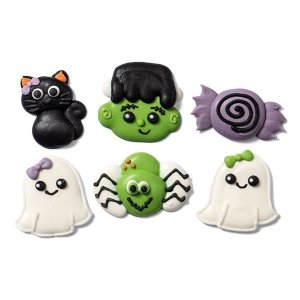 Sockerdekorationer - Sp�ken, monster, katt, spindel - Halloween - 6 st