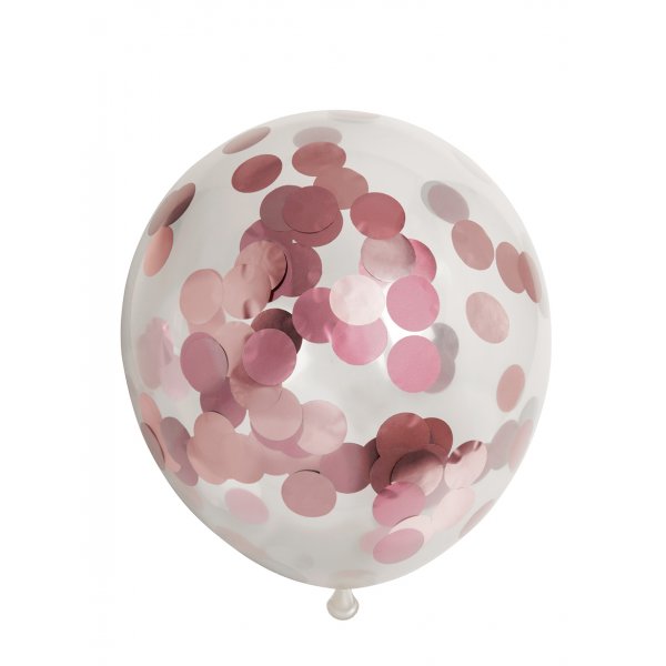 Konfettiballonger - Metallic ros�guld - 6-pack