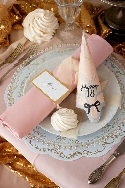 Servetter - Happy 18 - Svart/Vit - 12-pack