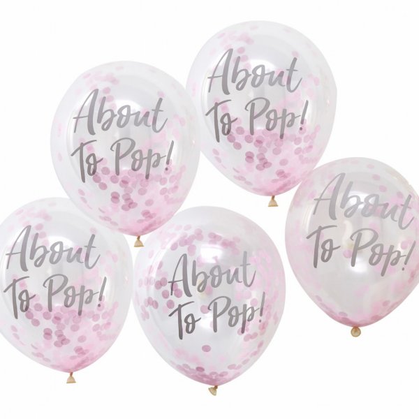 Konfettiballonger - About to pop - Rosa - 5-pack
