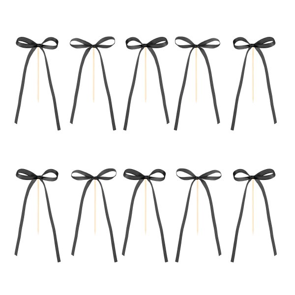Cake Picks/Cake topper - Rosetter - Svart - 10-pack