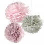 Dekorationsbollar, Pom Pom Gr�/lila/rosa