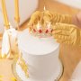Cake Topper - Krona - Guld med rda och silverkristaller