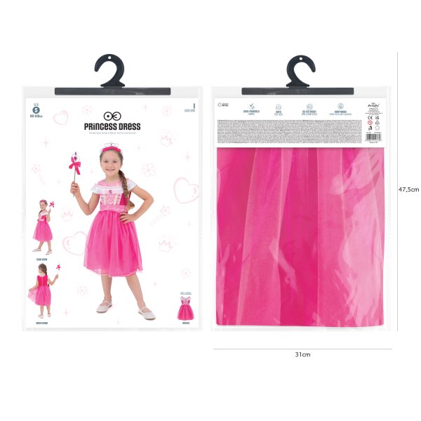 Maskeraddräkt - Prinsessa - Rosa - Strl S Maskeraddräkt - Prinsessa - Rosa - Strl S