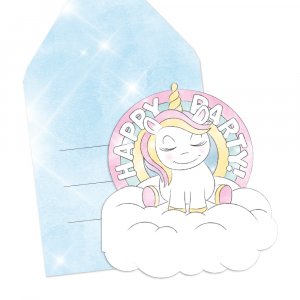 Inbjudningskort - Happy Party Unicorn - 6 st