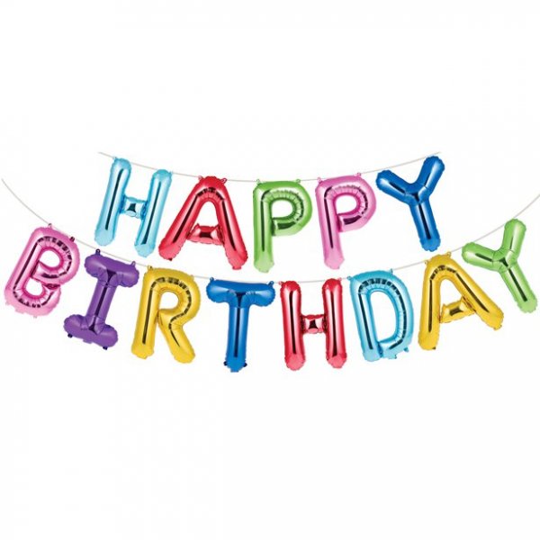 Bokstavsballonger - Happy Birthday - Rainbow