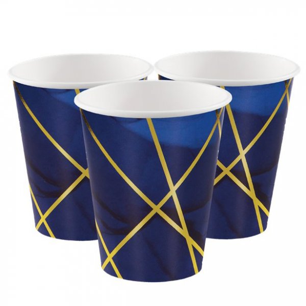 Pappmuggar - Geo - Navy/Guld - 8-pack