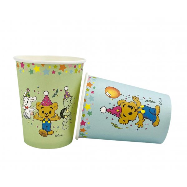 Pappersmuggar 250ml - 8st - Gr�na/Bl�- Bamse Party