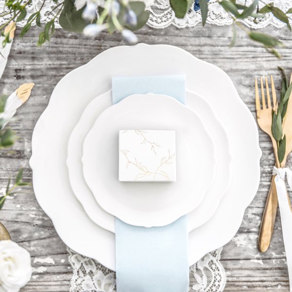 Presentaskar - Branches - Vit/Guld - 10-pack