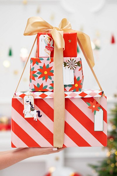 Presentpapper - Stripes - Röd/Rosa Presentpapper - Stripes - Röd/Rosa