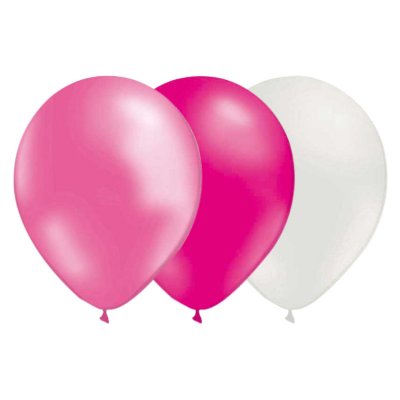 Ballonger - Mix - Ljusrosa/Hot Pink/Vit - 15-pack