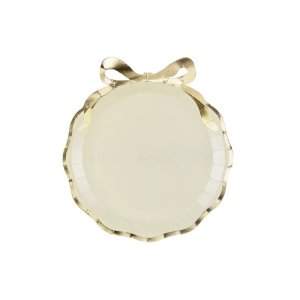 Papptallrikar - Rosett - Beige/guld - 6-pack