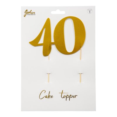 Cake topper - 40 - Guldmetallic