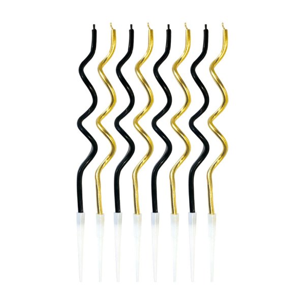 Tårtljus - Spiral - Guld/Svart - 8-pack Tårtljus - Spiral - Guld/Svart - 8-pack
