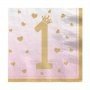 Servetter - 1st Birthday - Rosa/Guld - 20-pack