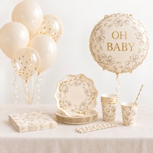 Babyshower-kit - Beige Floral - 6 personer