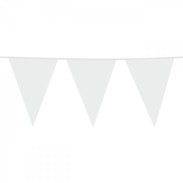 Girlang - Stora vimplar - Vit - 10 m