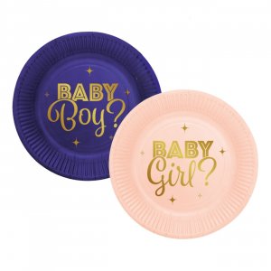 Papptallrikar Gender Reveal 18 cm 8-pack