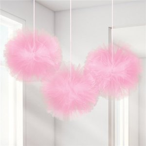 Pom Poms - Tyll - Rosa - 3-pack