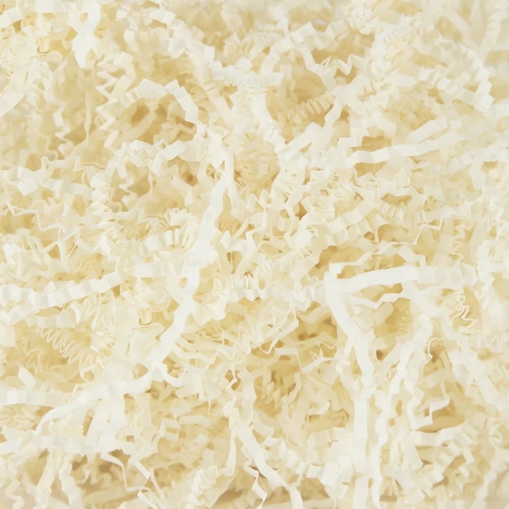 Strimlat silkespapper till presentpåsar/askar – Ivory – 50 g – Strimlat papper, Presentinslagning