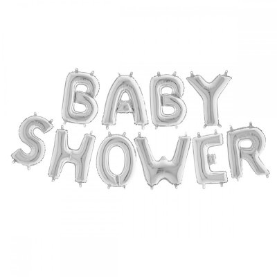 Bokstavsballonger - Baby Shower - Silver