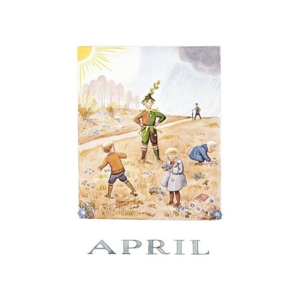 Vykort April Elsa Beskow