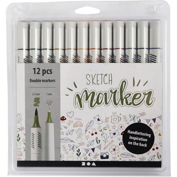 Pennor - Sketch Markers - 12-pack - Dova frger