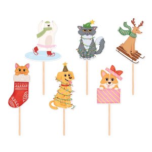 Cake picks - Julmotiv - Djur - 6-pack Cake picks - Julmotiv - Djur - 6-pack