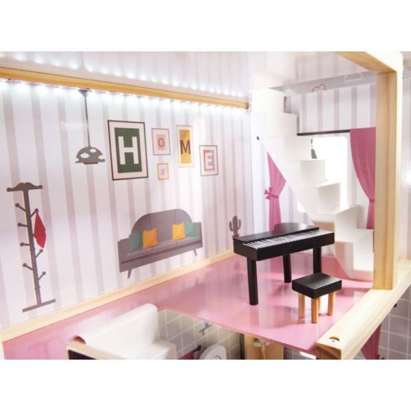 Docksk�p i MDF med LED-belysning 78 cm Vit inklusive 16 m�bler - Byggsats