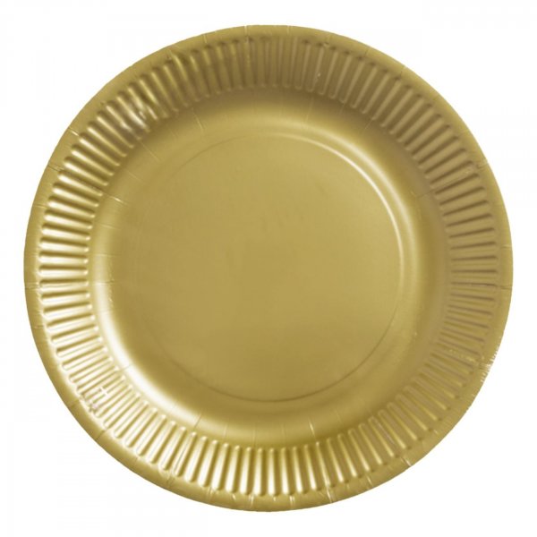 Papptallrikar - Guld 23 cm - 8-pack