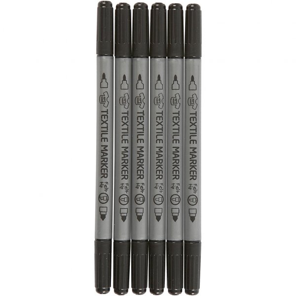 Textilpennor - 6-pack - Svart