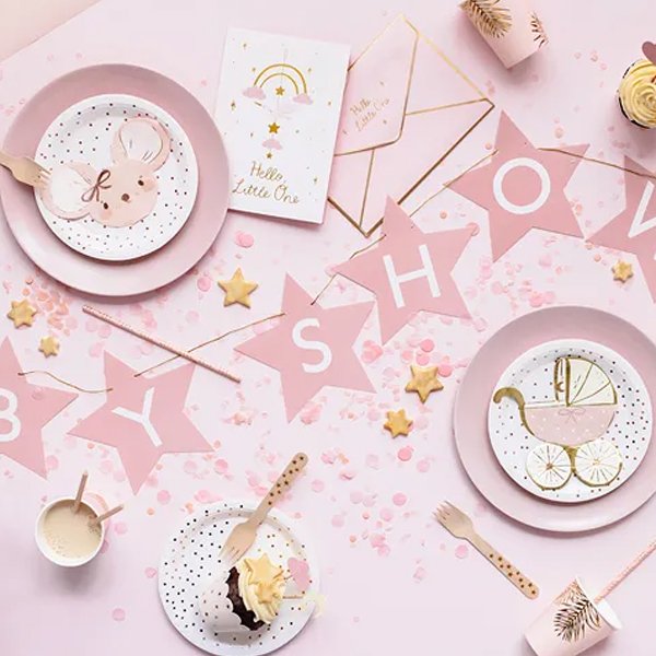 Servetter - Barnvagn - Ljusrosa/Guld - 20-pack Servetter - Barnvagn - Ljusrosa/Guld - 20-pack