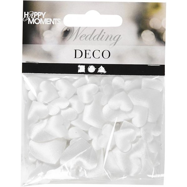 Satinhjrtan - vit - 10+20 mm - 70 st