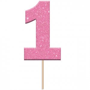 Cake Picks - 1 - Rosa/Glitter - 12-pack