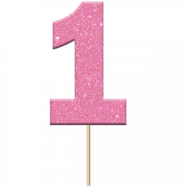 Cake Picks - 1 - Rosa/Glitter - 12-pack