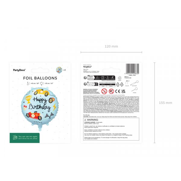 Folieballong rund Happy Birthday - Mix